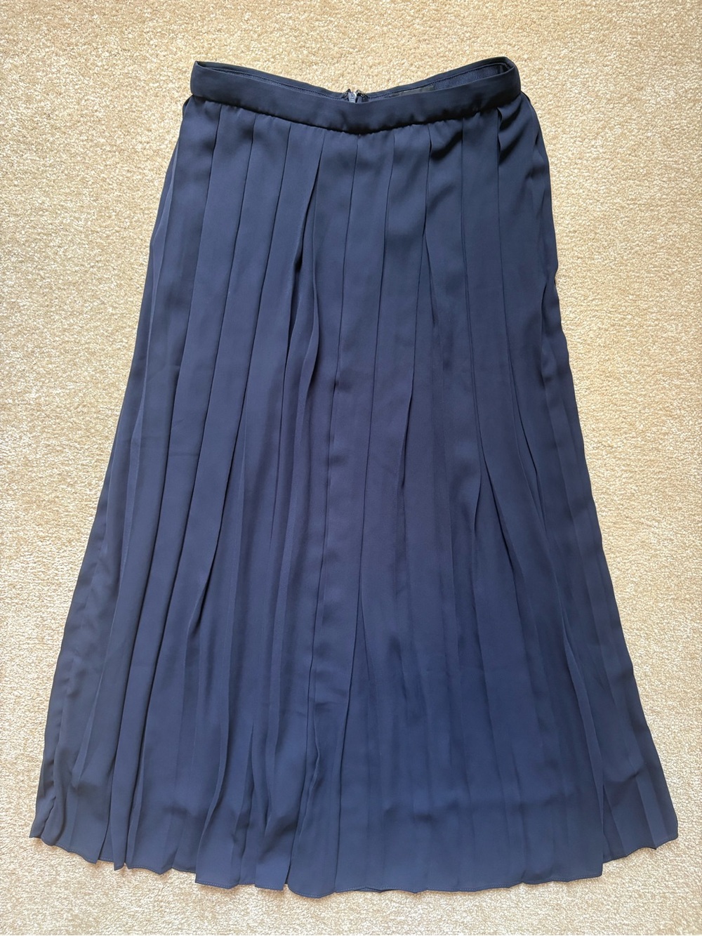 JCREW Navy Pleated Midi Skirt - Women's